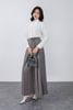FQD53412 - Quần dài công sở vải thô đũi dáng suông ống rộng eo phối dây thắt nơ tạo kiểu khoá thân sau - PANTIO