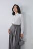 FQD53412 - Quần dài công sở vải thô đũi dáng suông ống rộng eo phối dây thắt nơ tạo kiểu khoá thân sau - PANTIO