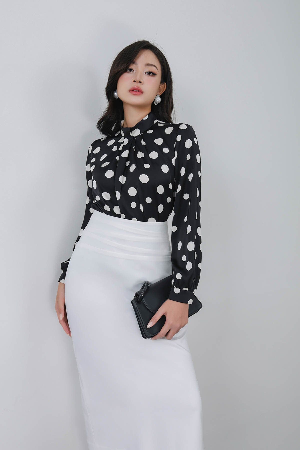 FJD51335 - Chân váy dài công sở vải tuytsi dáng suông cạp liền xếp nhún tạo kiểu khoá thân sau - PANTIO