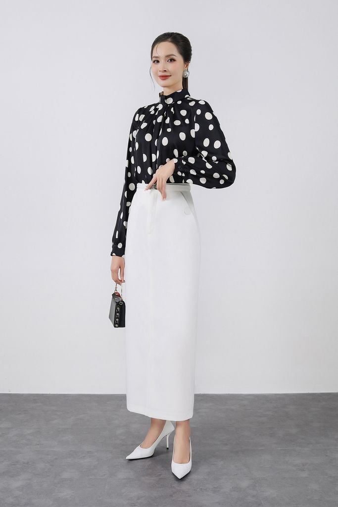 BJD13293 - Chân váy dài công sở vải thô nhung dáng suông hai lớp bên hông có túi khoá thân sau - PANTIO