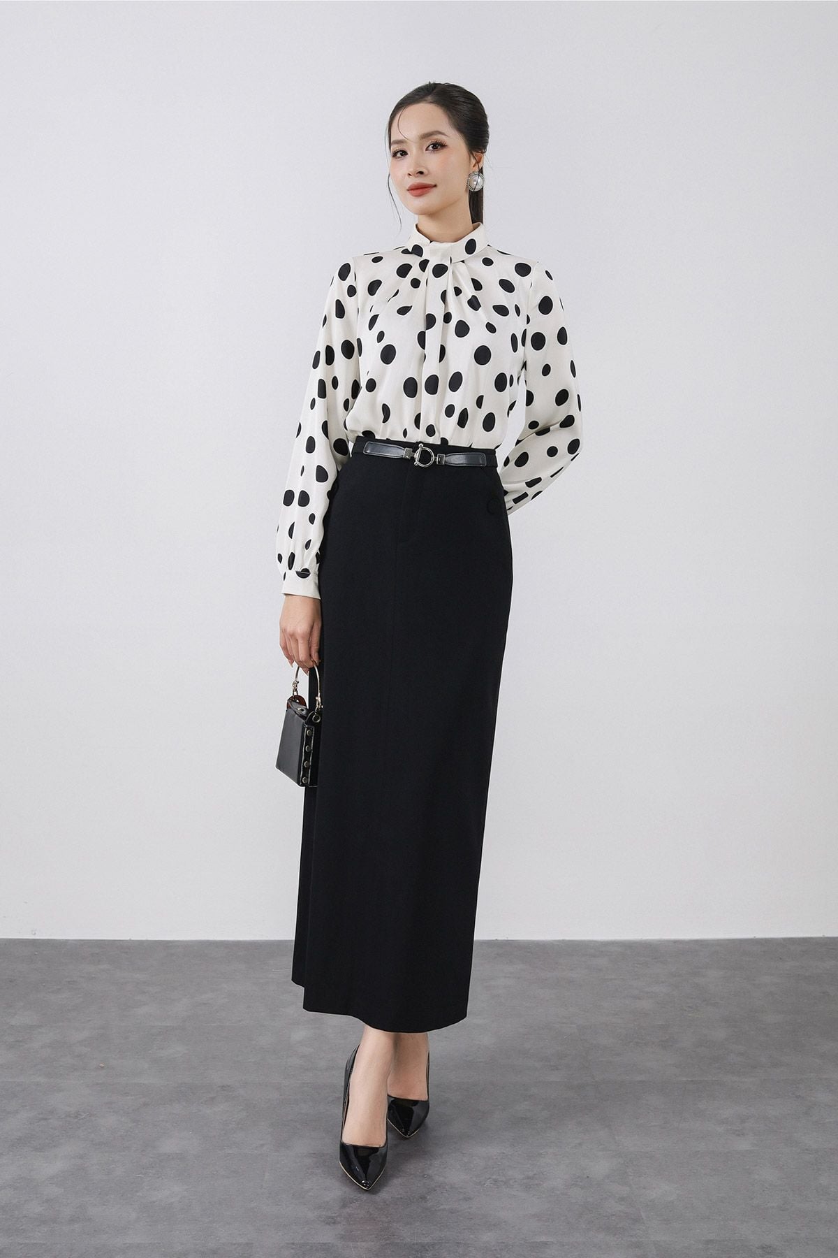 BJD13293 - Chân váy dài công sở vải thô nhung dáng suông hai lớp bên hông có túi khoá thân sau - PANTIO