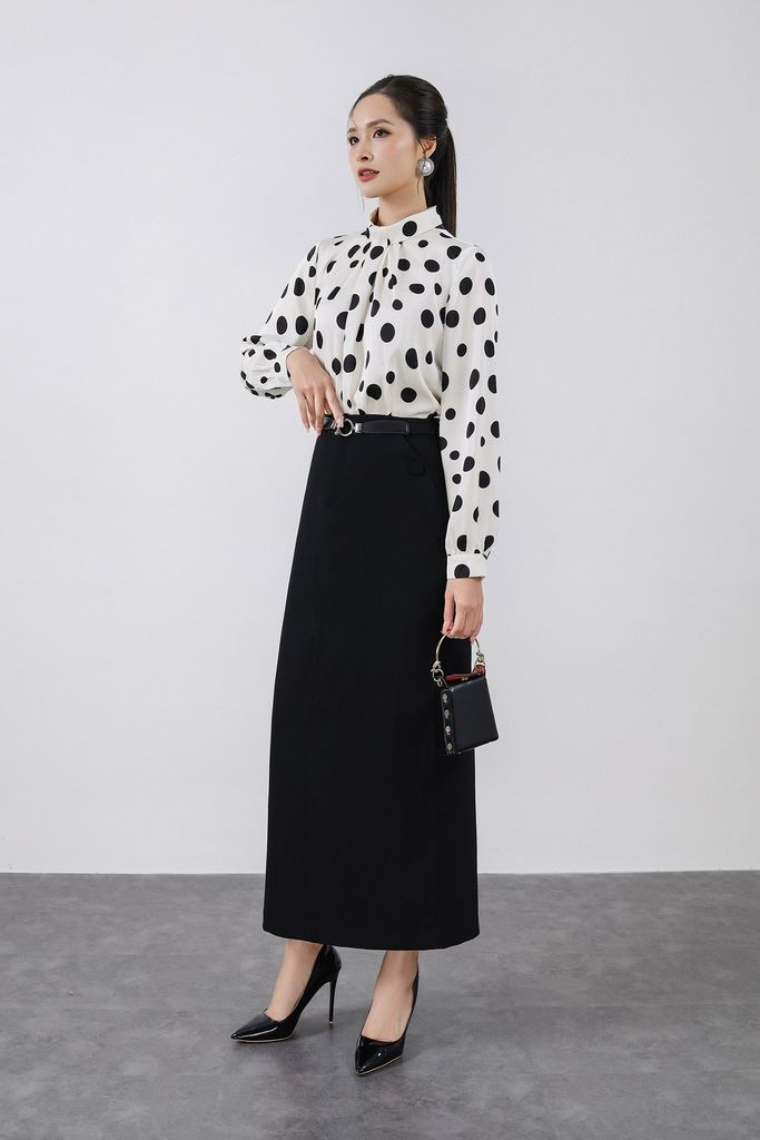 BJD13293 - Chân váy dài công sở vải thô nhung dáng suông hai lớp bên hông có túi khoá thân sau - PANTIO