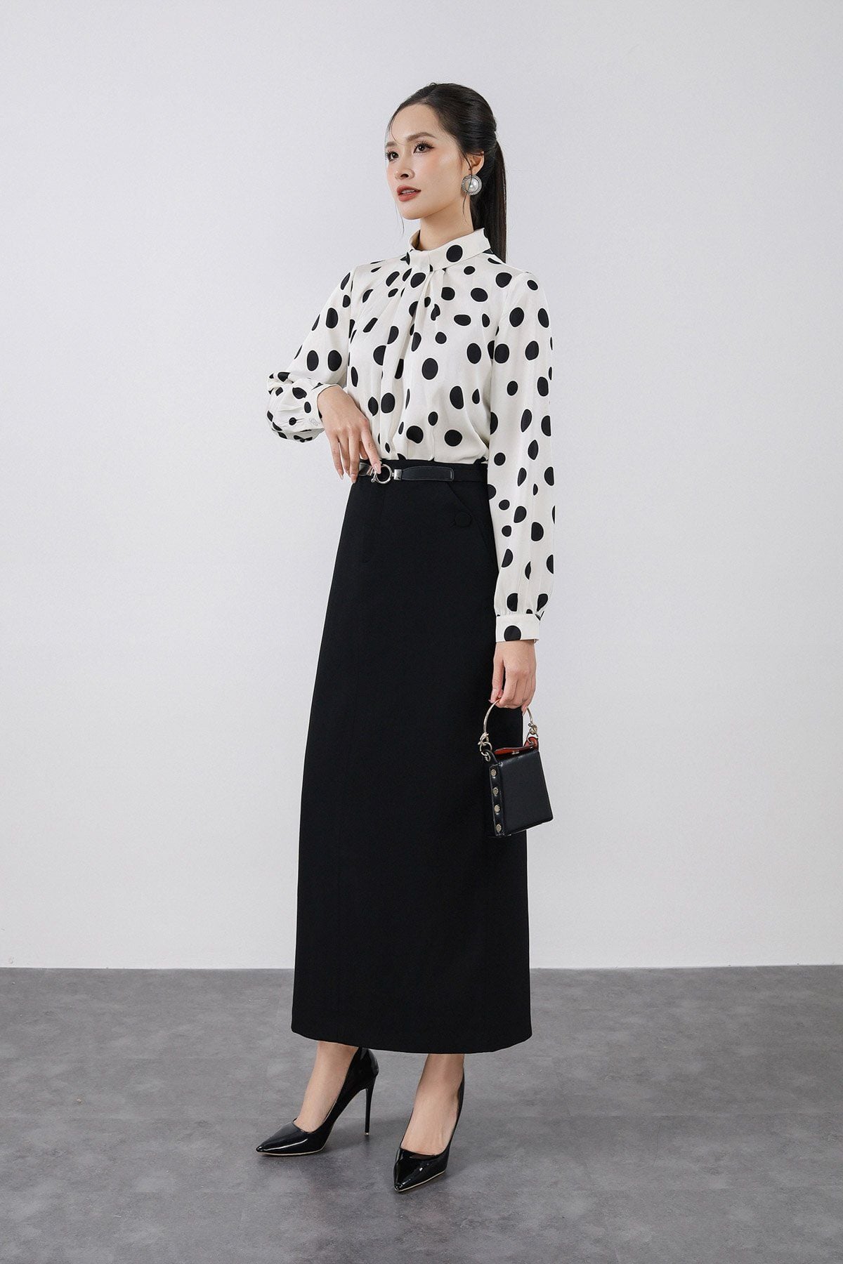 BJD13293 - Chân váy dài công sở vải thô nhung dáng suông hai lớp bên hông có túi khoá thân sau - PANTIO