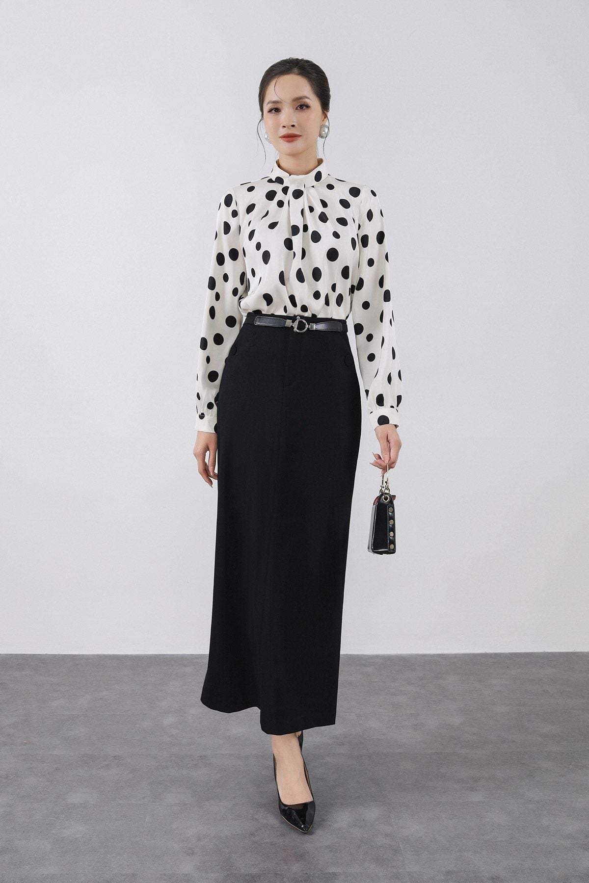 BJD13293 - Chân váy dài công sở vải thô nhung dáng suông hai lớp bên hông có túi khoá thân sau - PANTIO