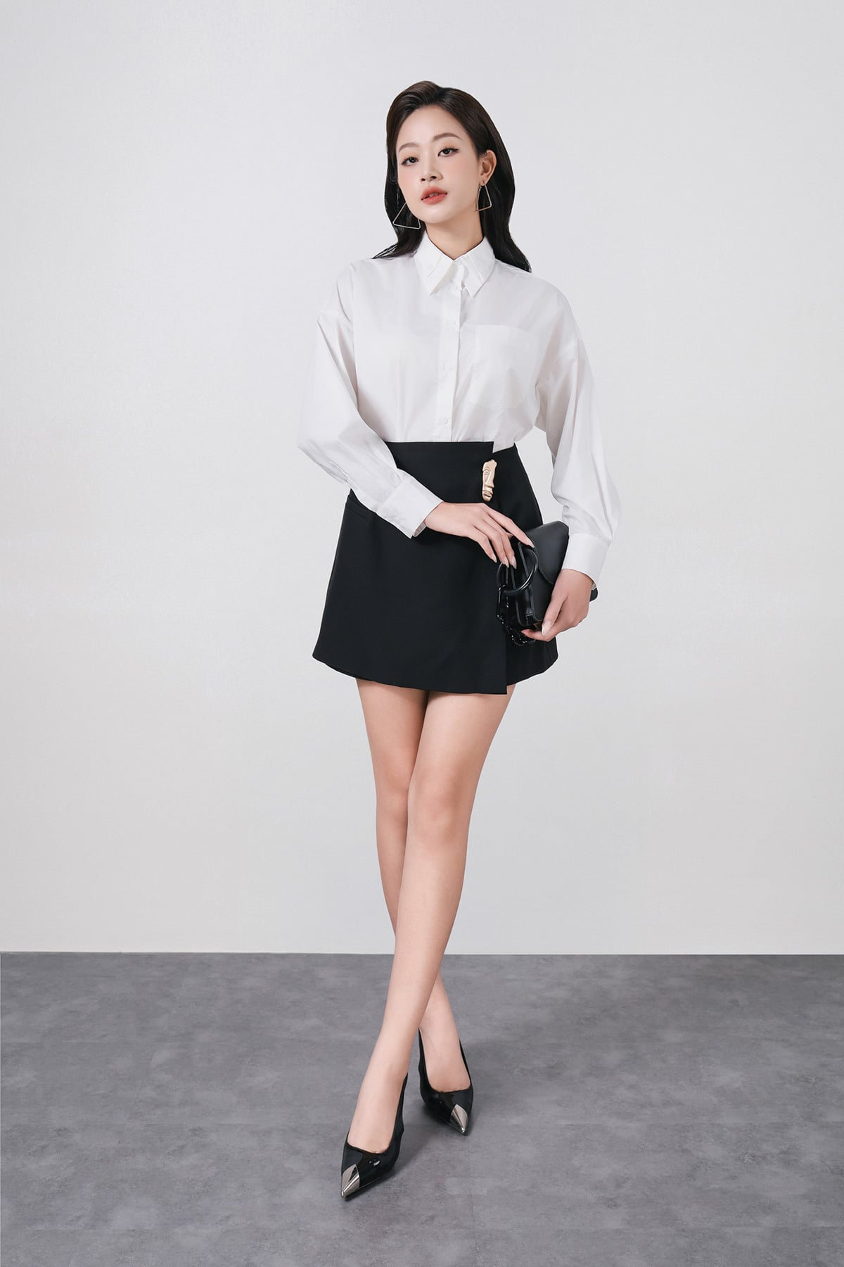 FAS53830 - tylekeo8888 công sở vải thô dáng suông cổ đức tay dài cài khuy trước - tỷ lệ kèo 8899