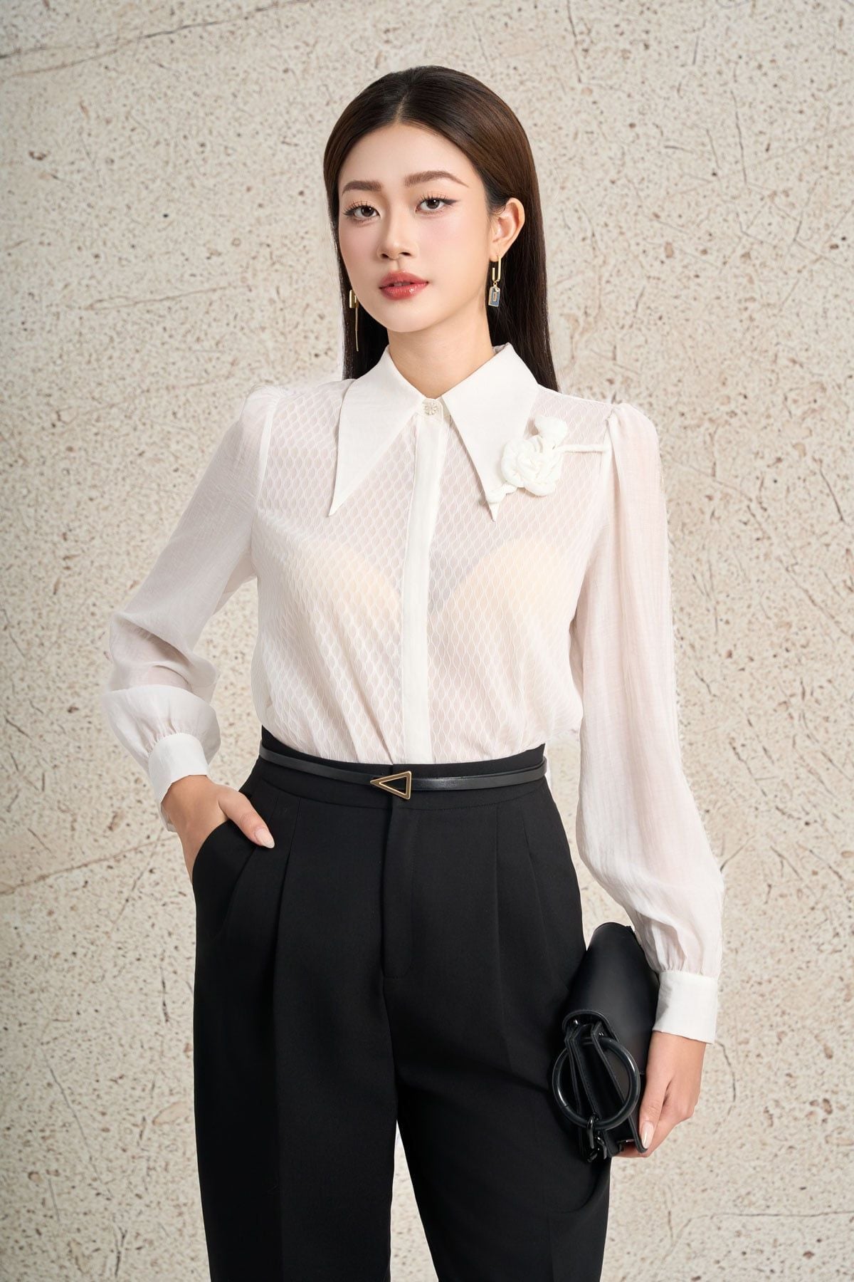 FQD51207 - Quần dài công sở vải thô dáng baggy thời trang ống quần phối ly byung tạo kiểu khóa thân trước - PANTIO