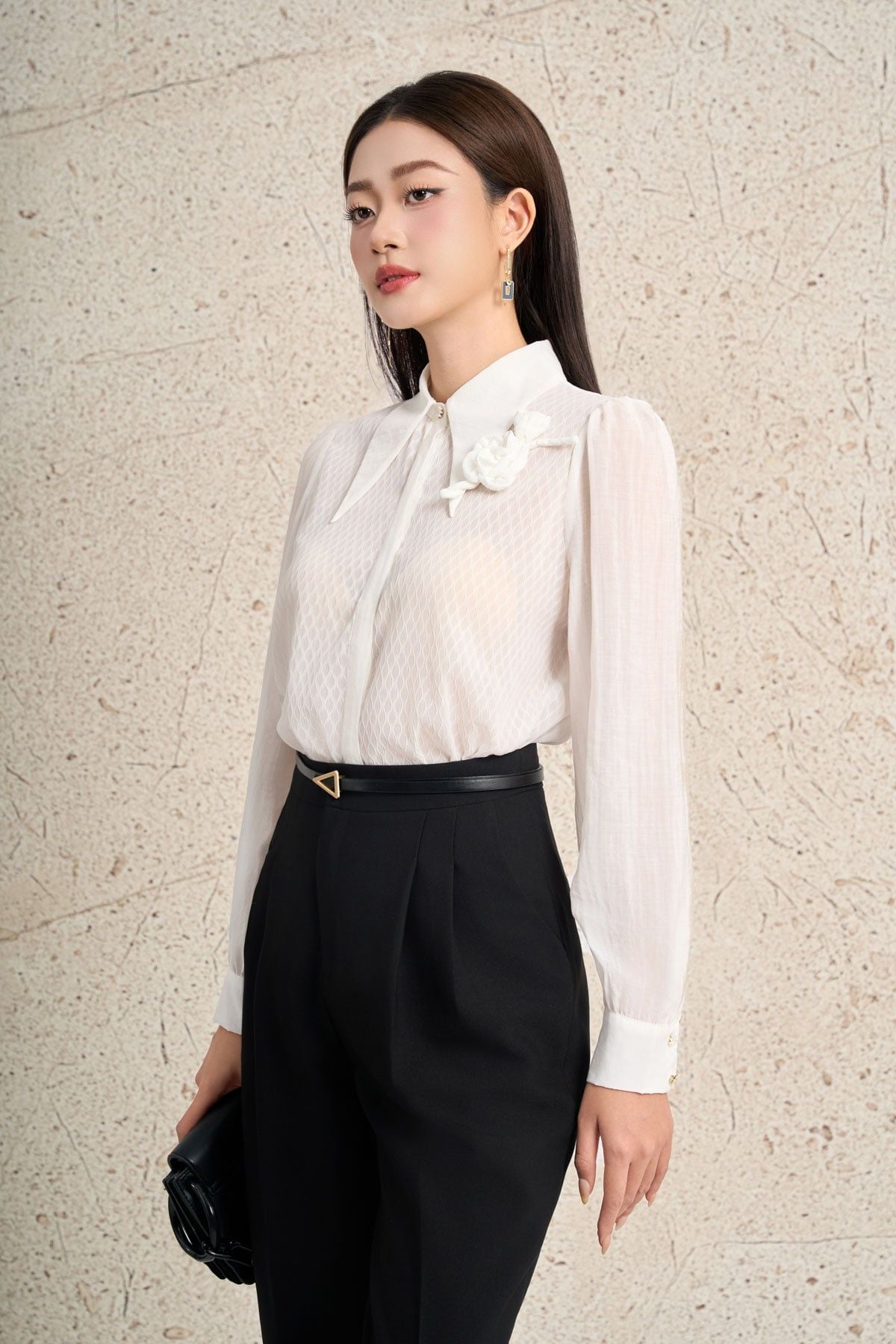 FQD51207 - Quần dài công sở vải thô dáng baggy thời trang ống quần phối ly byung tạo kiểu khóa thân trước - PANTIO