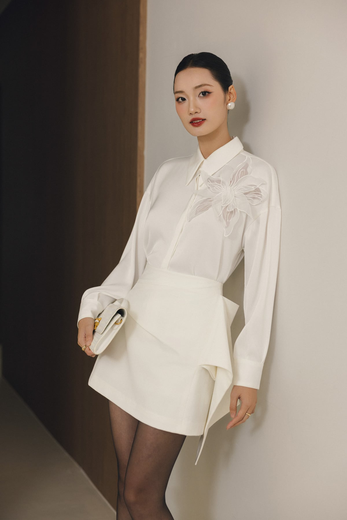 FJN9732 - Chân váy ngắn dạo phố vải thô dáng chữ A thân váy phối vạy lệch thời trang khoá thân sau - PANTIO