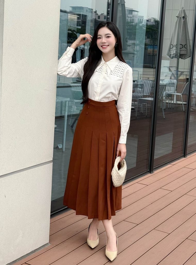 FAS53953 - tylekeo8888 công sở vải thô kate dáng suông cổ kiểu thời trang thân áo phối ren tạo kiểu cài khuy thân trước - tỷ lệ kèo 8899