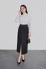 FJD51336 - Chân váy dài công sở vải thô dáng ôm cạp thêu hoạ tiết thân váy xẻ tà trước phối vạt lệch thời trang - PANTIO