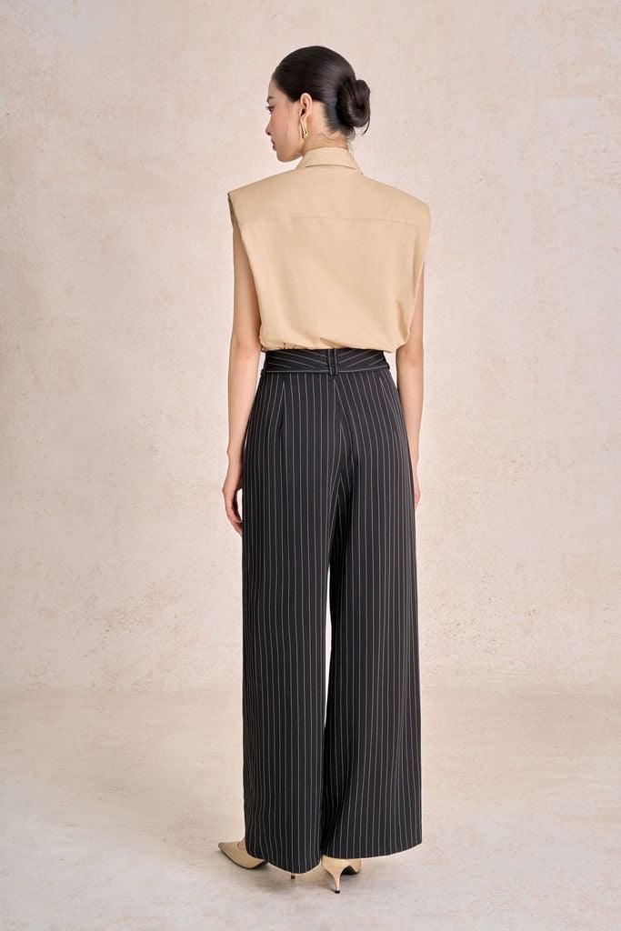 FAS54028 - Áo sơ mi công sở vải thô dáng suông cổ đức đính khuy đá kim loại tay chờm thời trang - PANTIO