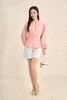 FAS54069 - Áo sơ mi dạo phố vải thô kate dáng peplum cổ tròn tay phồng dài eo phối chun ôm thời trang - PANTIO