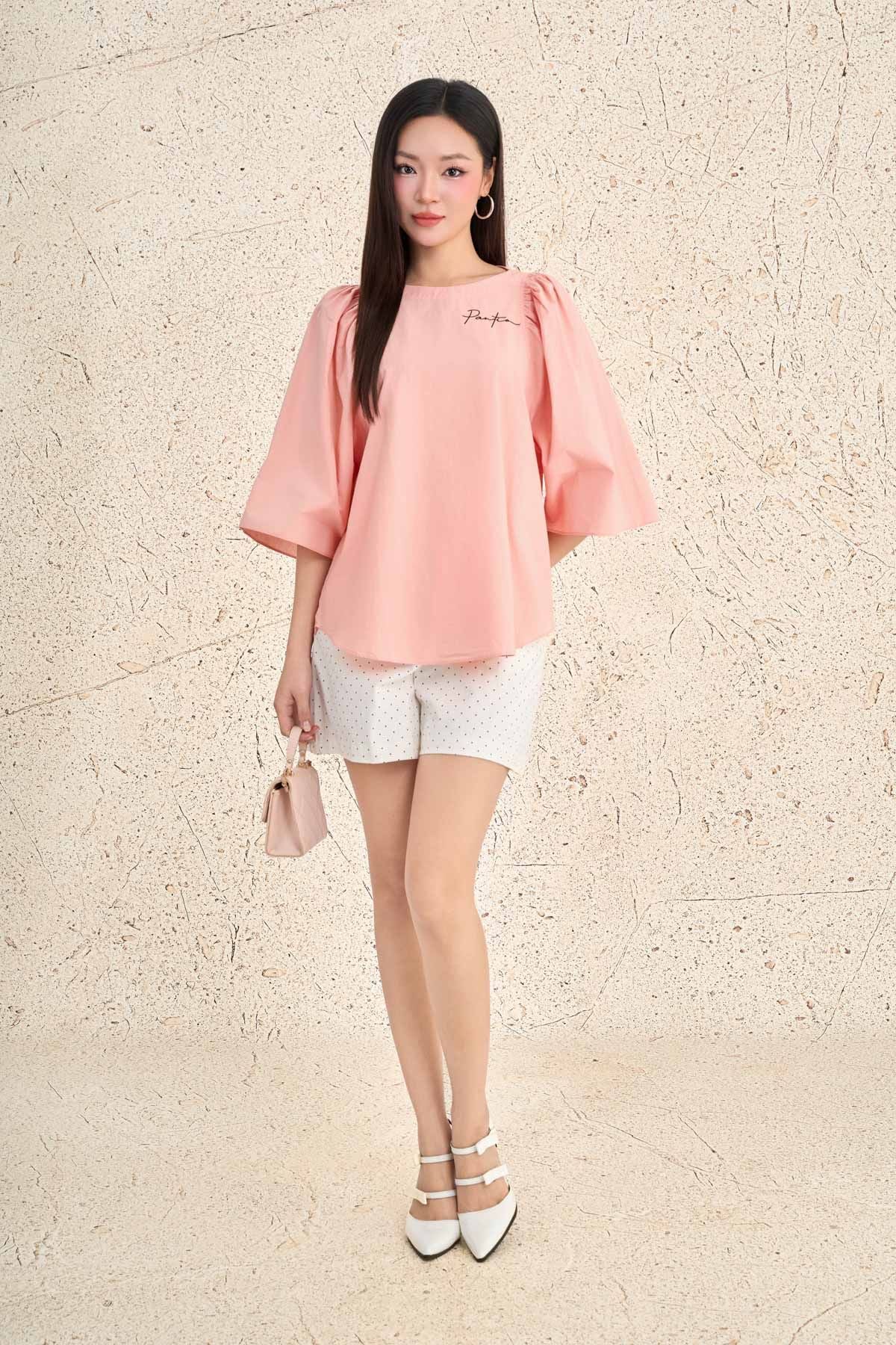 BQN12561 - Quần short dạo phố vải kaki cạp cao khuy trang trí - PANTIO