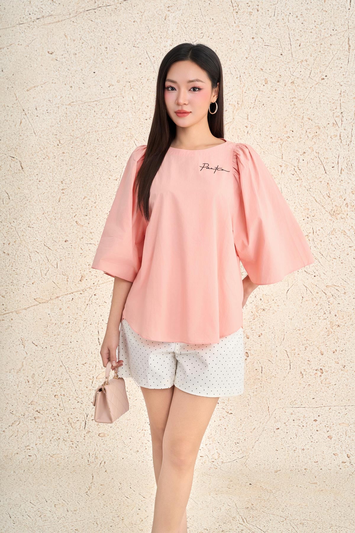 BQN12561 - Quần short dạo phố vải kaki cạp cao khuy trang trí - PANTIO