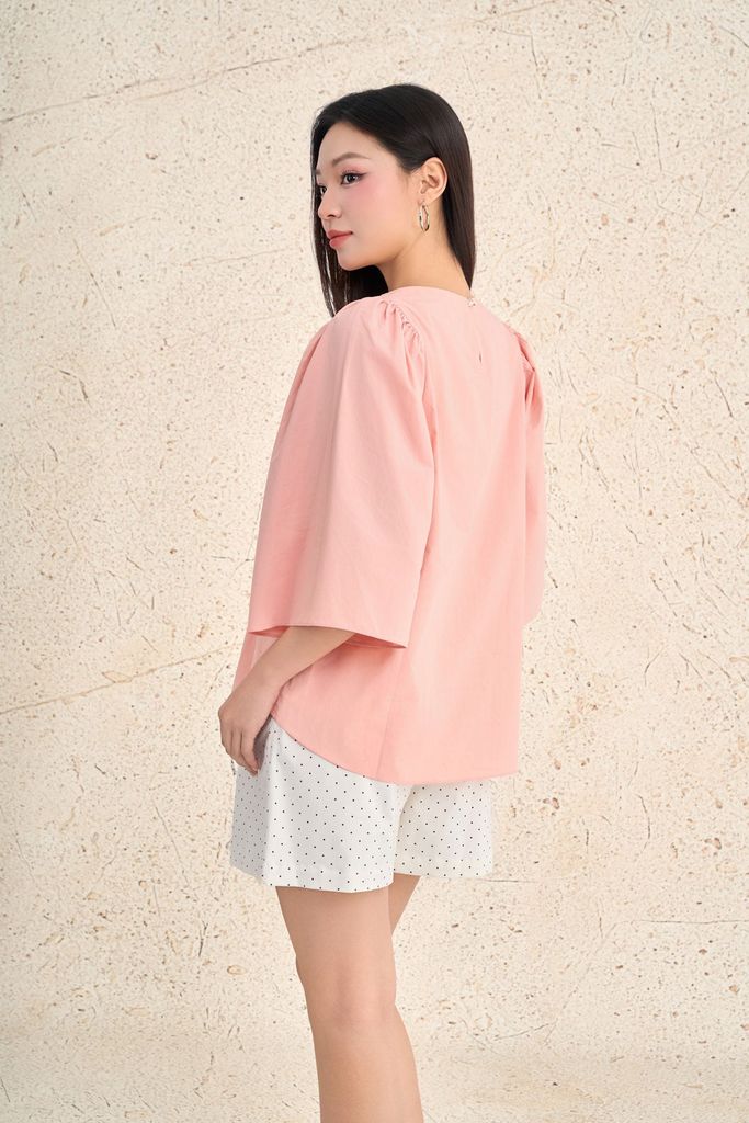 BQN12561 - Quần short dạo phố vải kaki cạp cao khuy trang trí - PANTIO