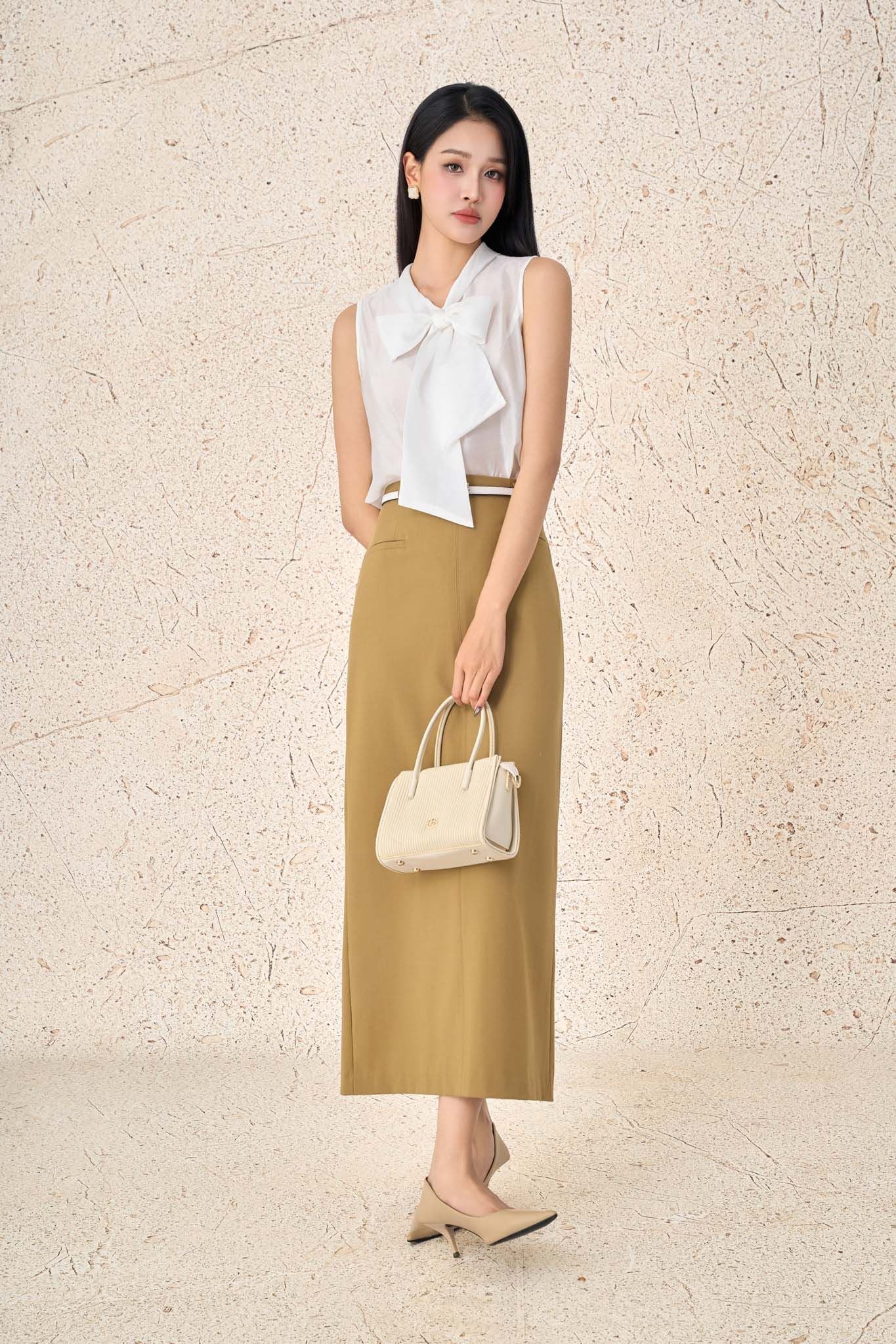 FJD51358 - Chân váy dài công sở vải tuytsi dáng suông cạp liền thời trang - PANTIO