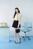 FAS54089 - tylekeo8888 công sở vải tơ dáng suông cổ cao đính dây thắt nơ thân áo phối viền bèo tạo kiểu - JAN.