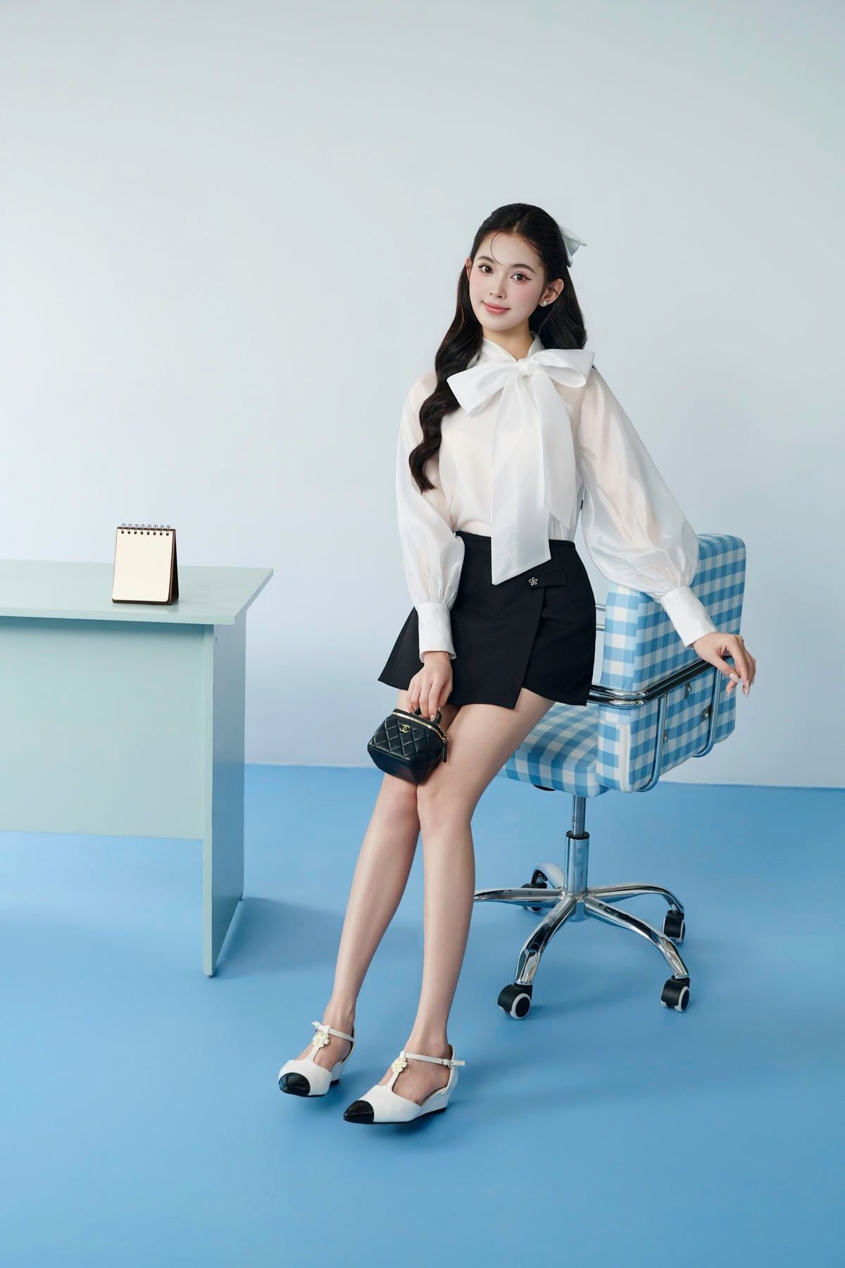 FQN9415 - tylekeo8888 vải thô dày dáng chữ A cạp liền thân trước phối vạt giả váy thời trang - JAN.