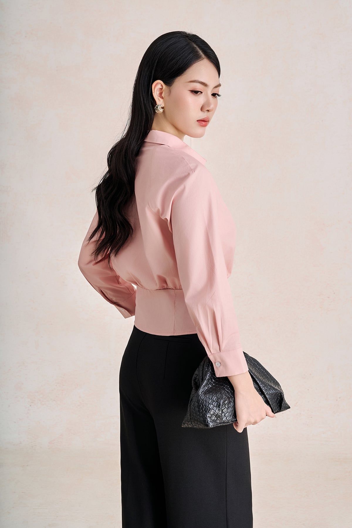 BQD93842 - Quần dài công sở vải thô đũi dáng suông ống rộng cạp liền thời trang khoá thân sau - PANTIO