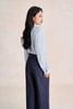 FQD51279 - Quần dài công sở vải denim dáng suông ống rộng cạp cao có túi tạo kiểu - PANTIO
