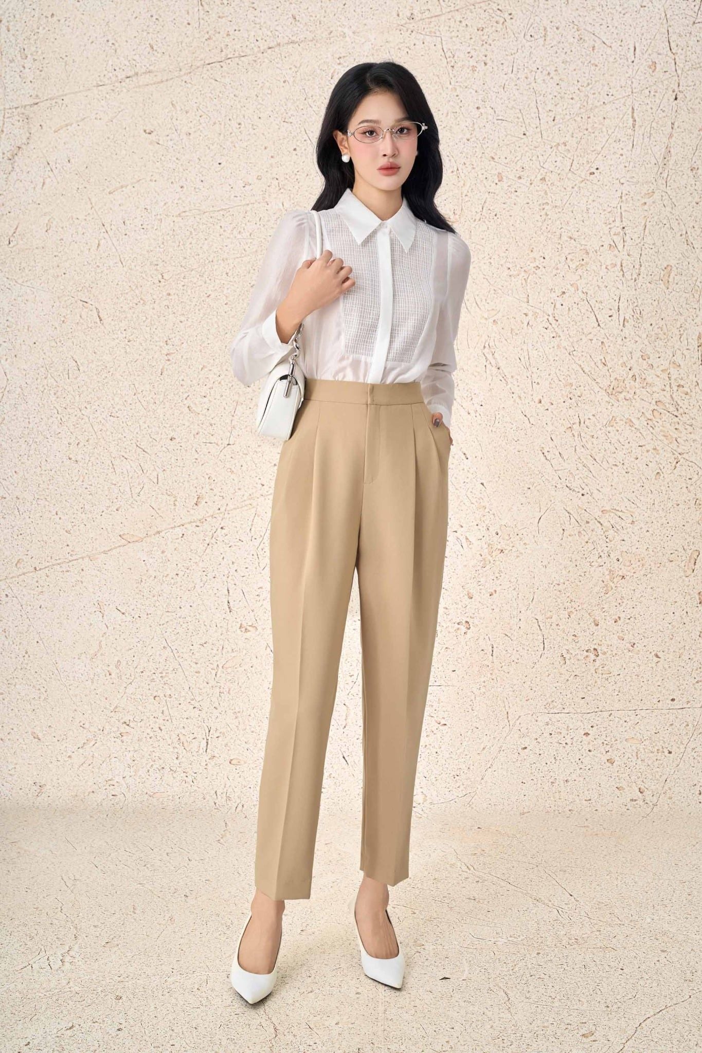 FQD51207 - Quần dài công sở vải thô dáng baggy thời trang ống quần phối ly byung tạo kiểu khóa thân trước - PANTIO