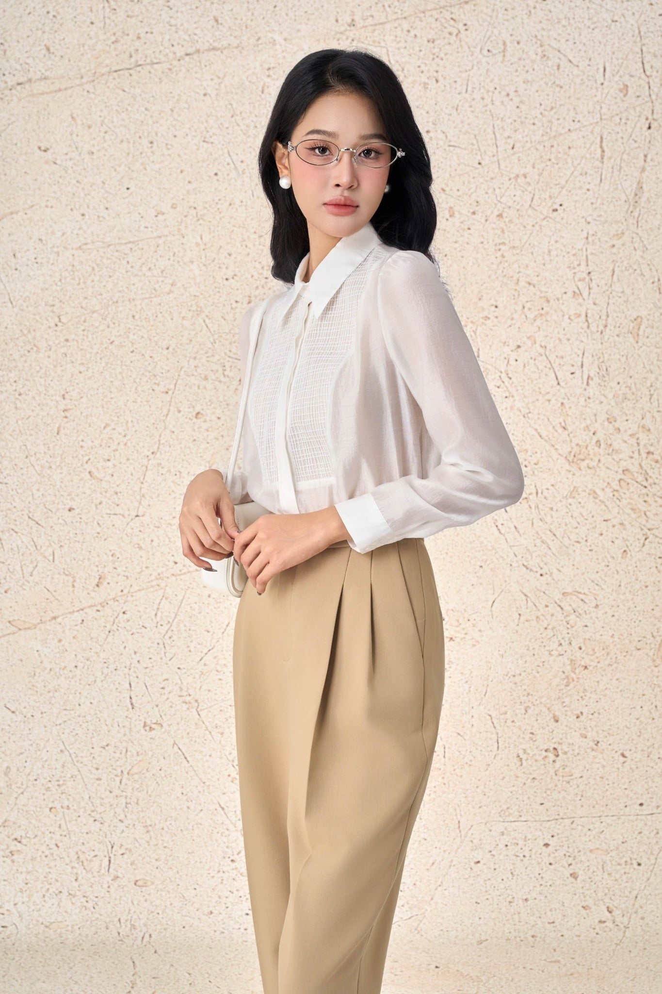 FQD51207 - Quần dài công sở vải thô dáng baggy thời trang ống quần phối ly byung tạo kiểu khóa thân trước - PANTIO