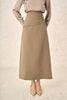 FJD51342 - Chân váy dài công sở vải thô dáng chữ A hông xếp nhún phối khuy kim loại tạo kiểu khoá thân sau - PANTIO