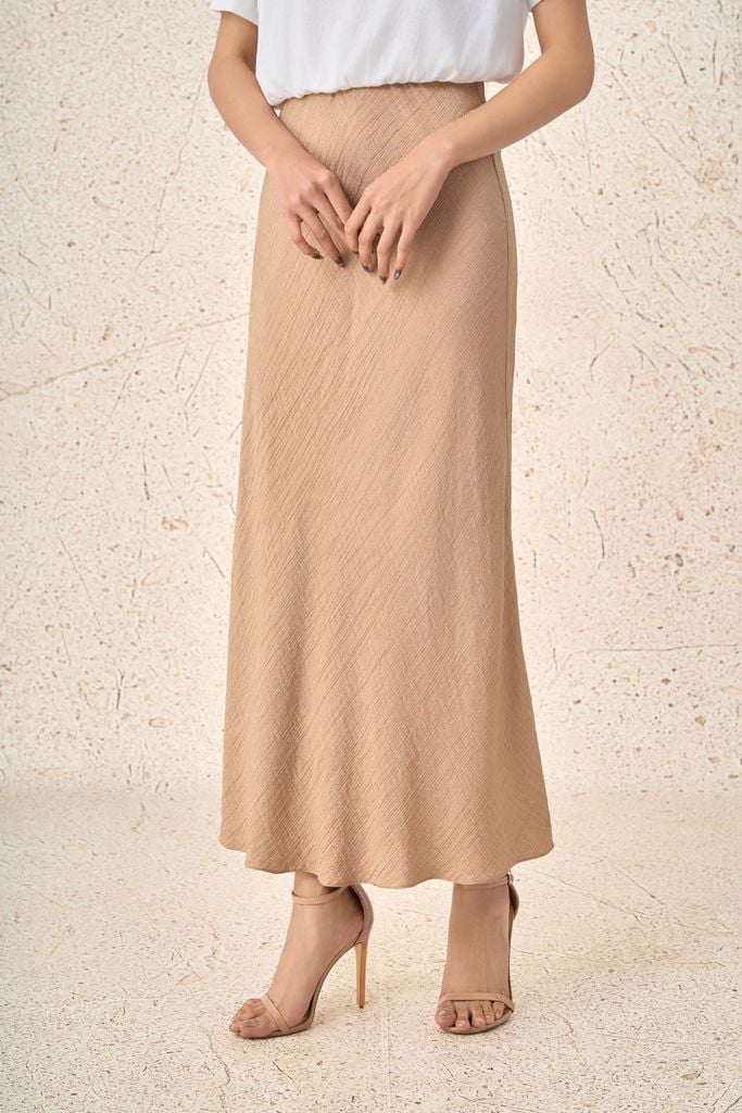 BJD13427 - Chân váy dài công sở vải tơ nhăn dáng suông cạp liền thời trang - PANTIO