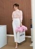 FAS74084 - tylekeo8888 công sở vải tơ hai lớp phối ren lưới dáng suông cổ vạt cách điệu tay bồng tạo kiểu - tỷ lệ kèo 8899