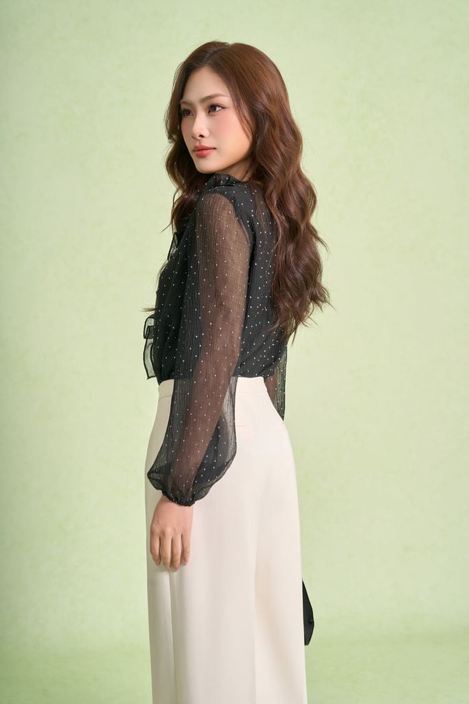 BQD93629 - Quần dài công sở vải thô dáng suông ống đứng thân quần phối ly tạo kiểu khóa thân trước - PANTIO