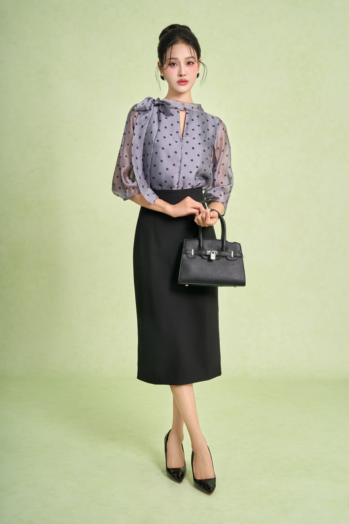 FJD51416 - Chân váy dài công sở vải thô nhung dáng bút chì cạp cao xẻ tà sau - PANTIO