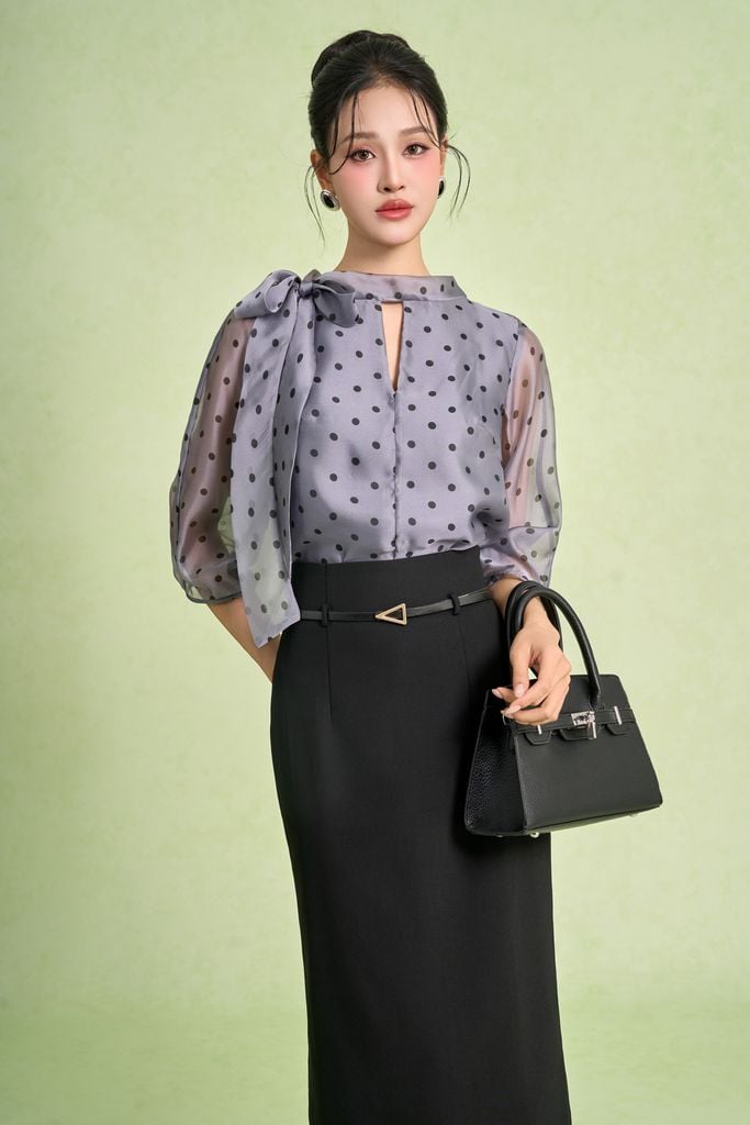 FJD51416 - Chân váy dài công sở vải thô nhung dáng bút chì cạp cao xẻ tà sau - PANTIO