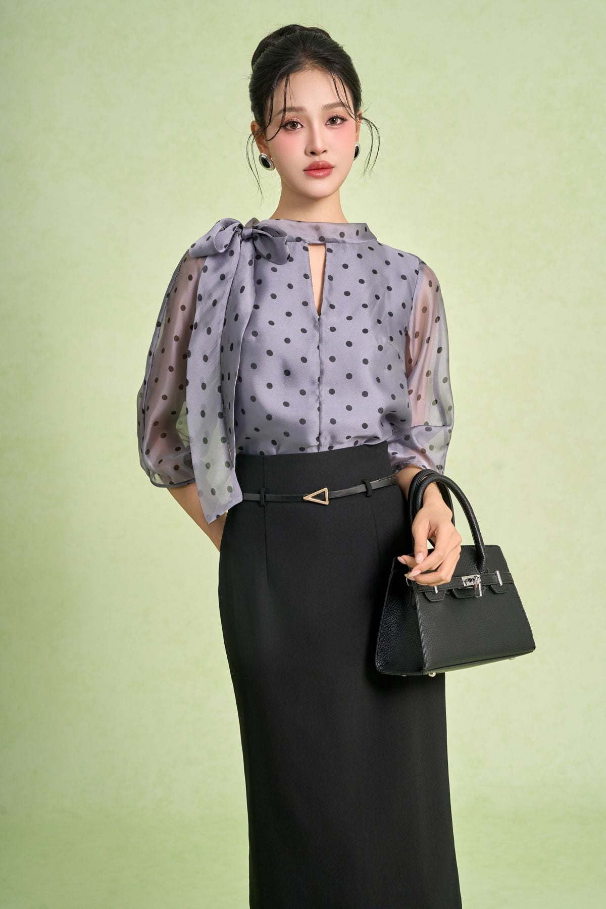 FJD51416 - Chân váy dài công sở vải thô nhung dáng bút chì cạp cao xẻ tà sau - PANTIO