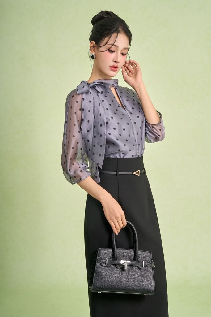 FJD51416 - Chân váy dài công sở vải thô nhung dáng bút chì cạp cao xẻ tà sau - PANTIO