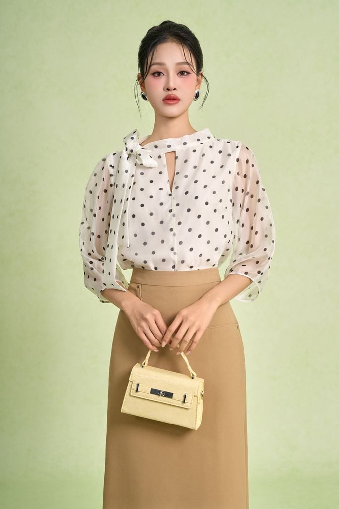 BJD73575 - Chân váy dài vải phi cát dáng suông cạp cao xẻ tà sau - PANTIO