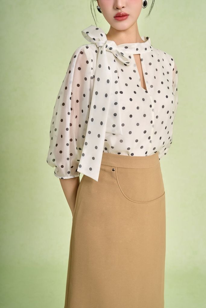 BJD73575 - Chân váy dài vải phi cát dáng suông cạp cao xẻ tà sau - PANTIO