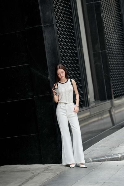 FAT1449 - Áo thun vải len cổ tròn không tay thân áo hoạ tiết thời trang gấu áo bo chun co giãn - PANTIO