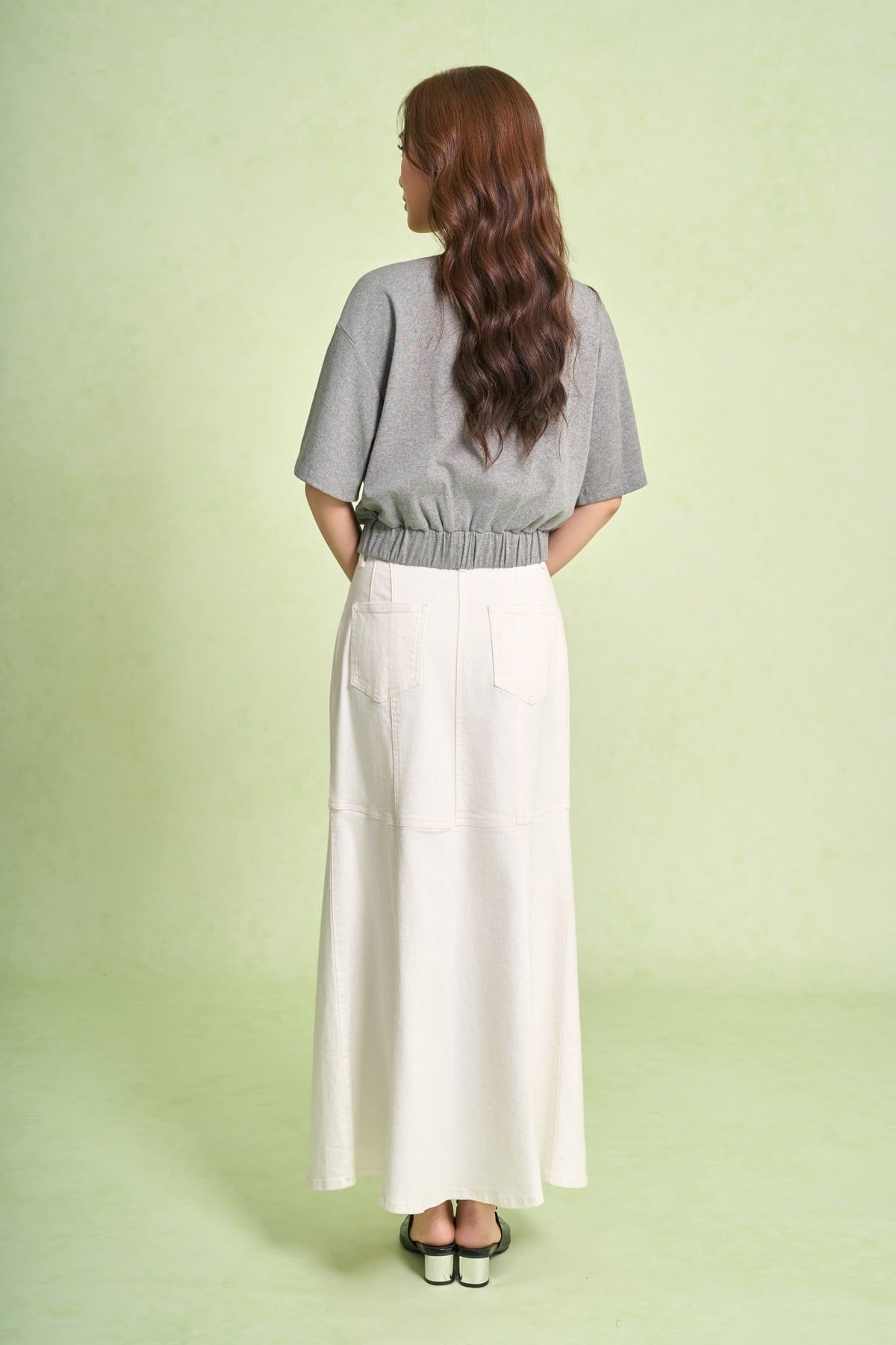 FAT1594 - Áo thun dệt kim vải cotton dáng ngắn cổ tròn tay lửng gấu áo bo chun phối vạt thắt tạo kiểu - PANTIO