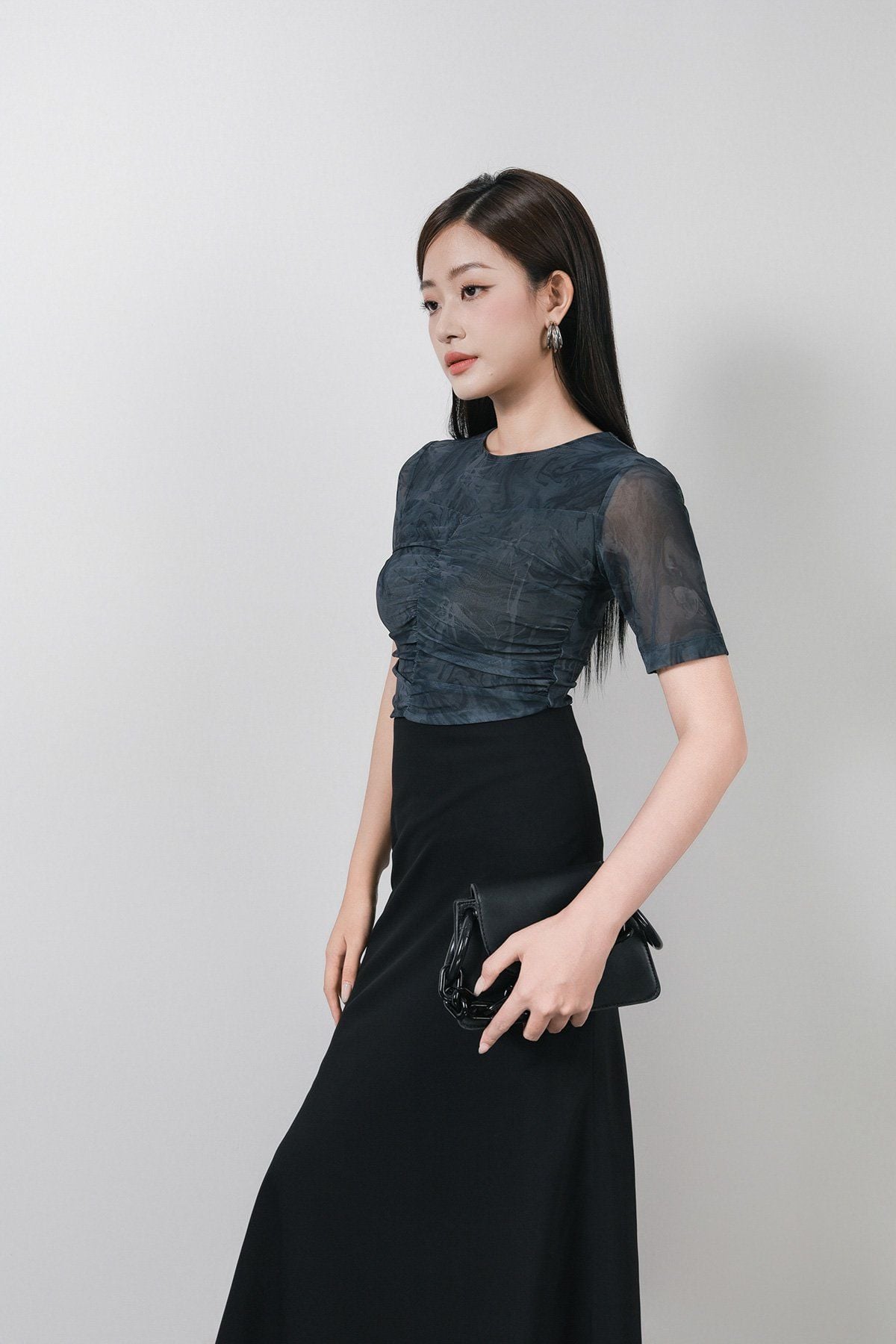 FAT3471 - Áo thun dệt kim vải lưới dáng ôm cổ tròn tay ngắn thời trang - PANTIO