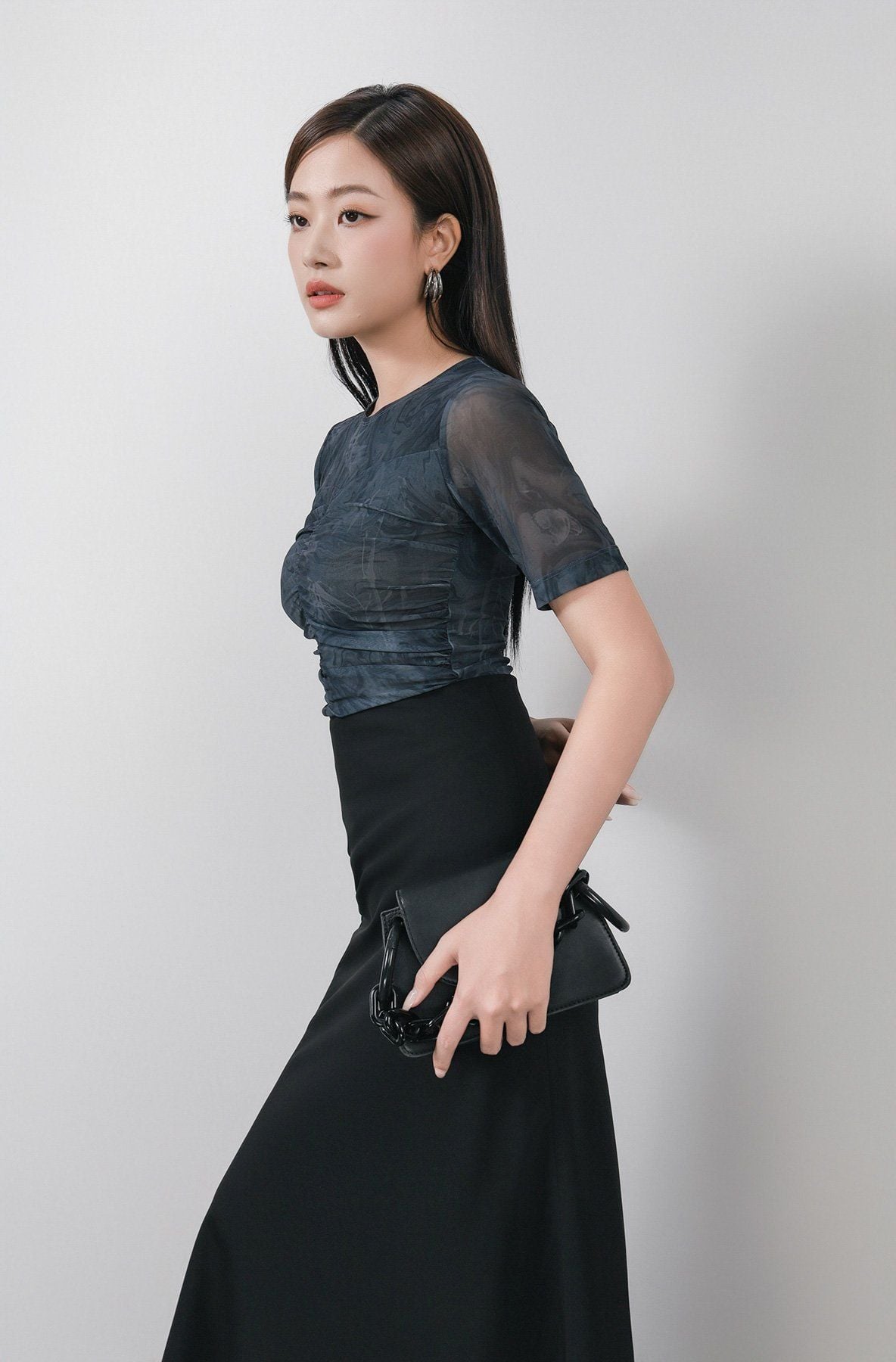 FAT3471 - Áo thun dệt kim vải lưới dáng ôm cổ tròn tay ngắn thời trang - PANTIO