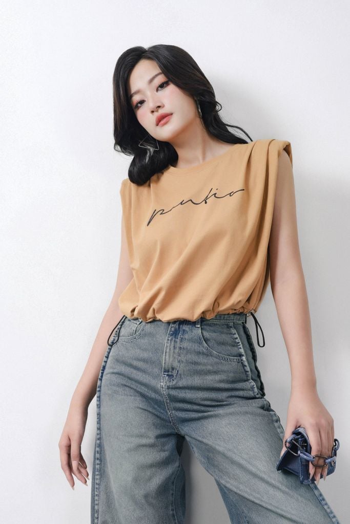 FQB202 - Quần jean dạo phố vải denim dáng suông ống rộng phối đường gân thời trang khoá thân trước - PANTIO