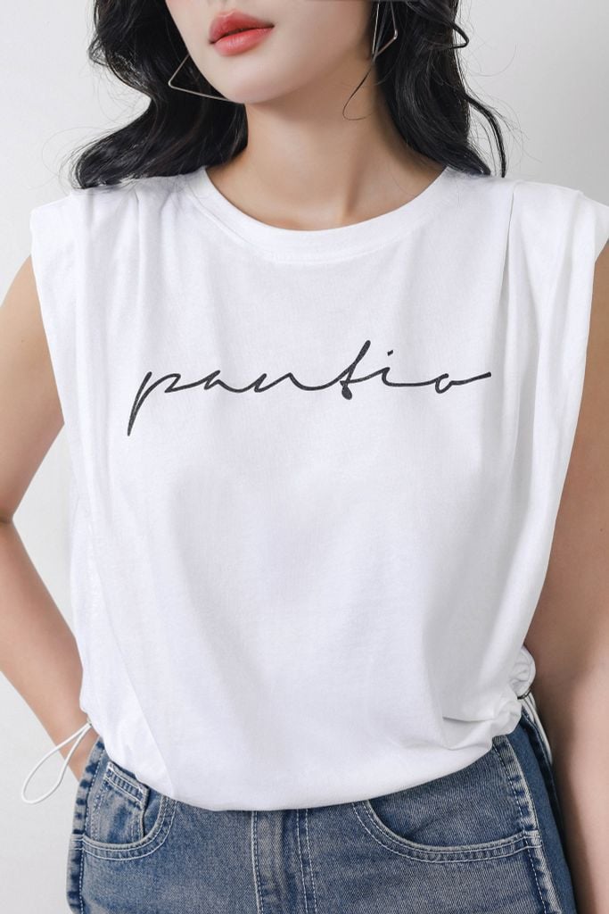 FAT3482 - Áo thun thời trang vải cotton mỏng cổ tròn vai chờm có đệm vai gấu áo phối dây chun rút tạo kiểu - PANTIO