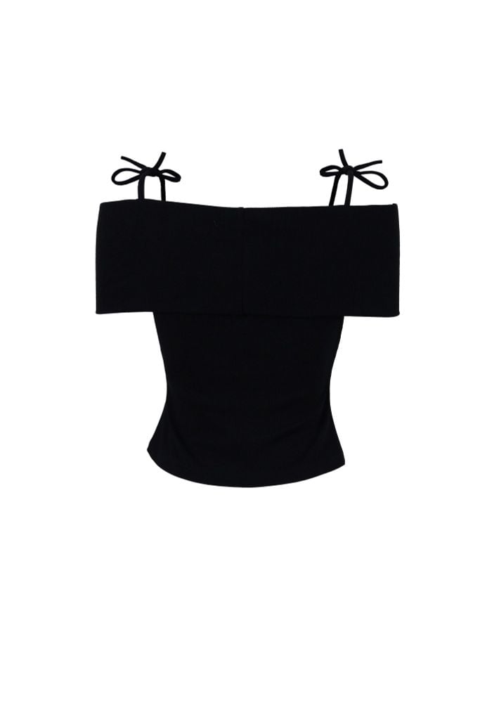 FAT3530 - Áo thun vải len cao cấp dáng ôm ngực xoắn trễ vai phối dây nơ thời trang - JAN.