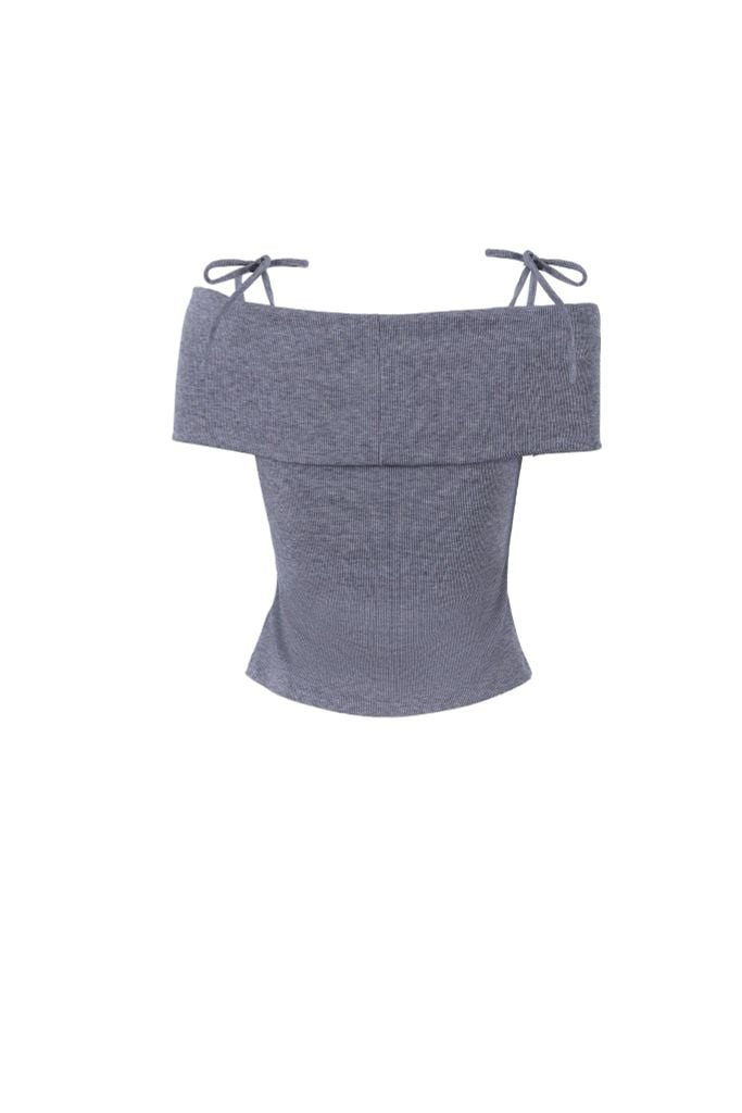 FAT3530 - Áo thun vải len cao cấp dáng ôm ngực xoắn trễ vai phối dây nơ thời trang - JAN.