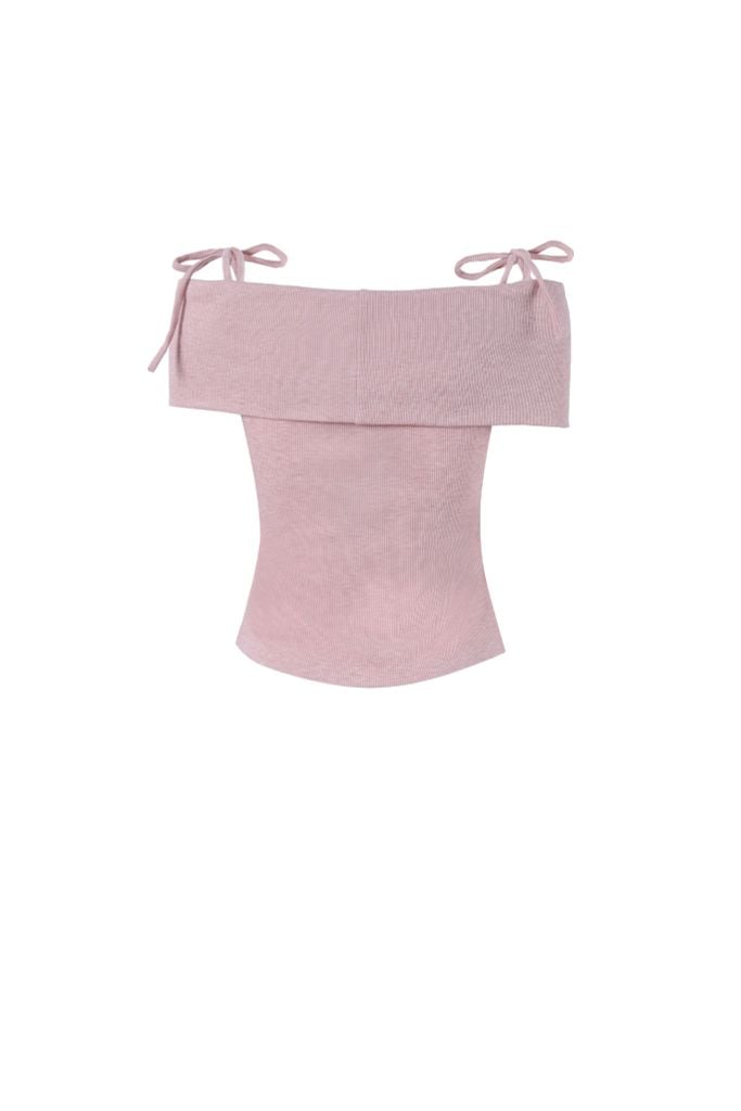 FAT3530 - Áo thun vải len cao cấp dáng ôm ngực xoắn trễ vai phối dây nơ thời trang - JAN.