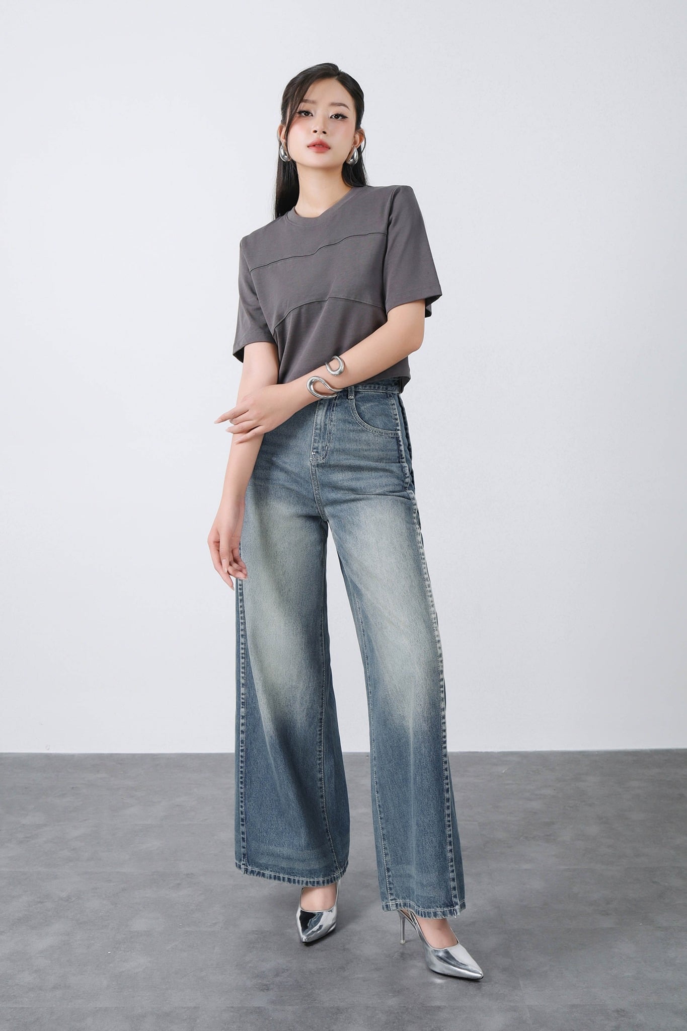 FAT3533 - Áo thun cao cấp vải cotton dáng croptop cổ tròn thân áo phối đường viền thời trang - PANTIO