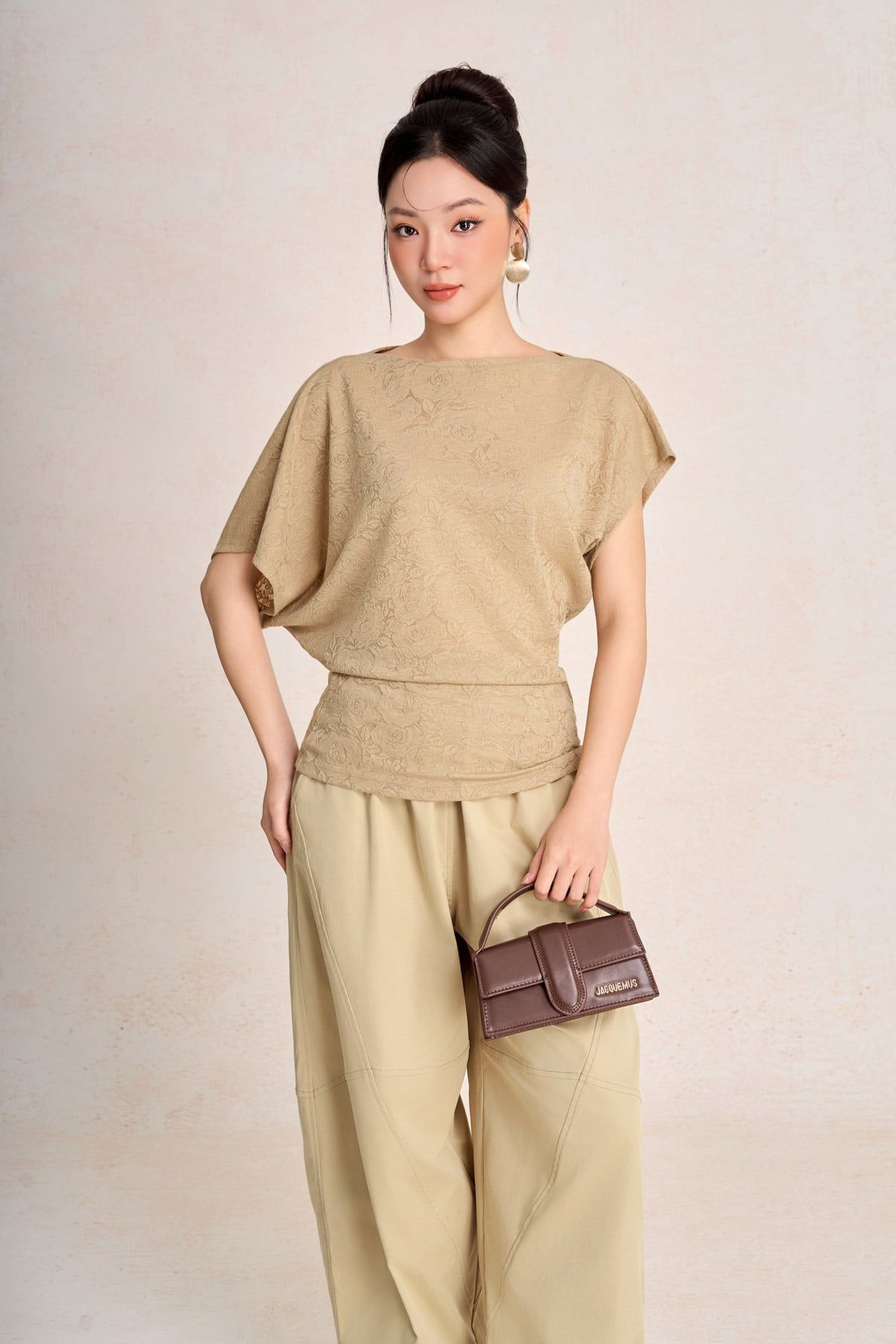 FQD51180 - Quần dài dạo phố vải kaki dáng bomber ống rộng cạp chun co giãn - PANTIO