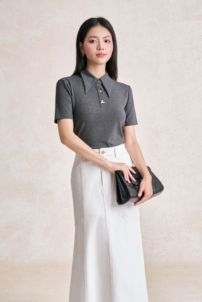 FAT3659 - tylekeo88 tv dệt kim vải len dáng ôm cổ đức phối khuy đá tạo kiểu - tỷ lệ kèo 8899