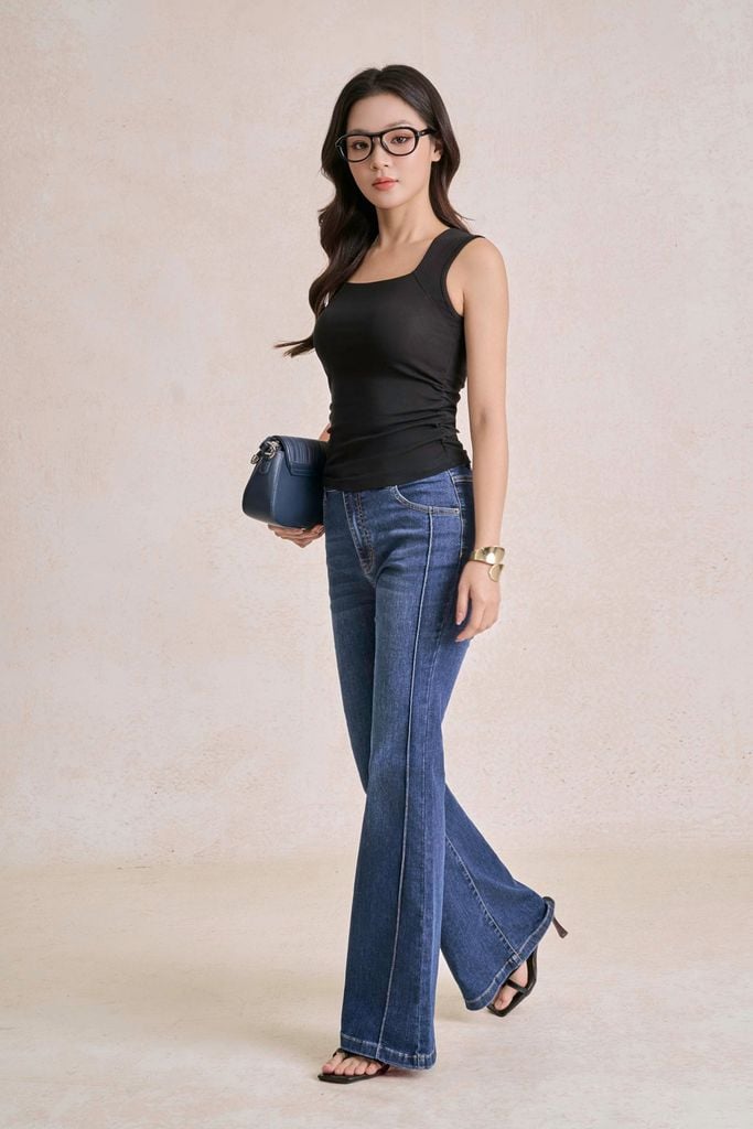FAT3677 - Áo dệt kim vải thun cotton dáng ôm cổ tròn eo nhún tạo kiểu - PANTIO