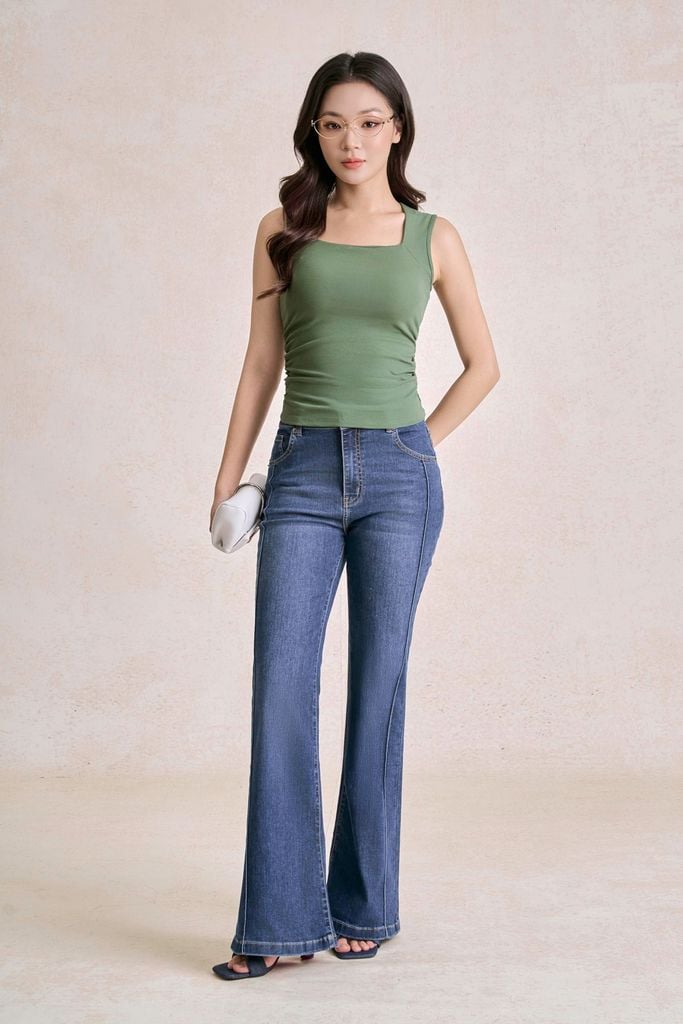 FQB217 - Quần jean dạo phố vải denim dáng ôm ống vẩy thời trang khoá thân trước - PANTIO